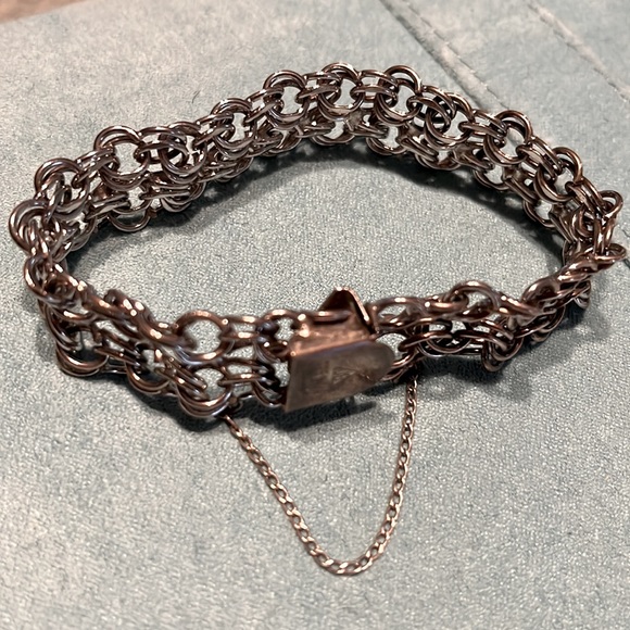 Chain link sterling silver bracelet with clasp - Picture 2 of 3